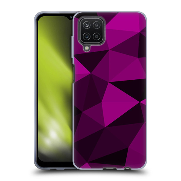 PLdesign Geometric Patterns Dark Pink And Black Mesh Soft Gel Case for Samsung Galaxy A12 (2020)
