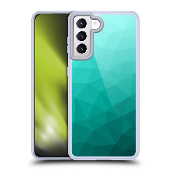 PLdesign Geometric Patterns Turquoise Gradient Mesh Soft Gel Case for Samsung Galaxy S21 5G & MagSafe