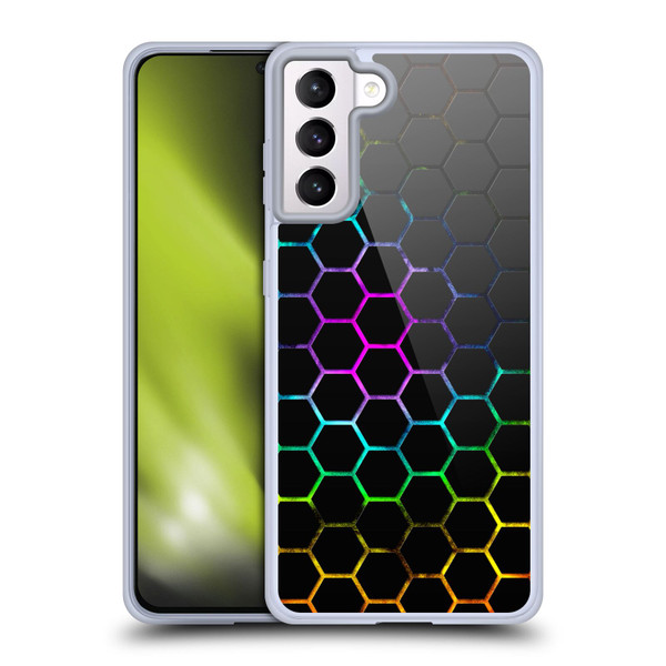 PLdesign Geometric Patterns Honeycomb Spectrum Soft Gel Case for Samsung Galaxy S21+ 5G & MagSafe