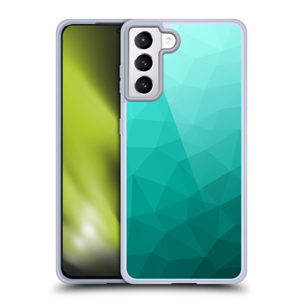 PLdesign Geometric Patterns Turquoise Gradient Mesh Soft Gel Case for Samsung Galaxy S21+ 5G & MagSafe