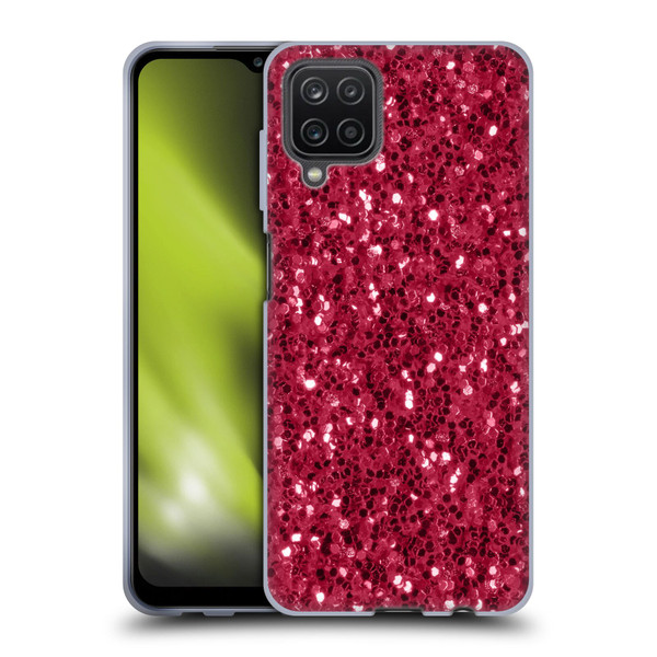 PLdesign Sparkle Prints Dark Pink Red Soft Gel Case for Samsung Galaxy A12 (2020)