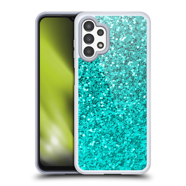 PLdesign Sparkle Prints Aqua Blue Soft Gel Case for Samsung Galaxy A13 (2022)