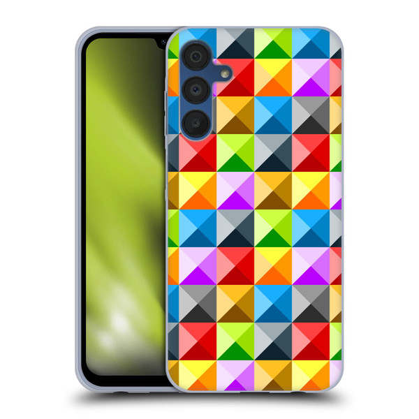 PLdesign Geometric Colourful Quarter Soft Gel Case for Samsung Galaxy A15 & MagSafe