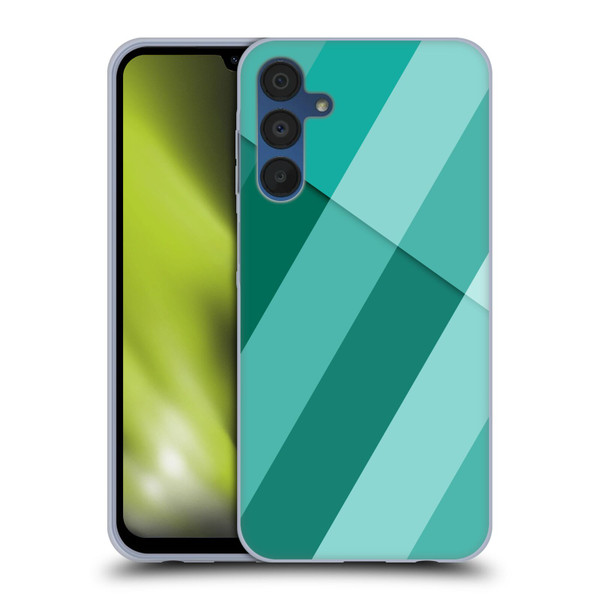 PLdesign Geometric Cyan Modern Soft Gel Case for Samsung Galaxy A15 & MagSafe