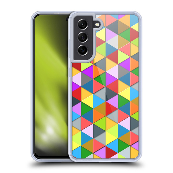 PLdesign Geometric Colourful Triangle Soft Gel Case for Samsung Galaxy S21 FE 5G & MagSafe
