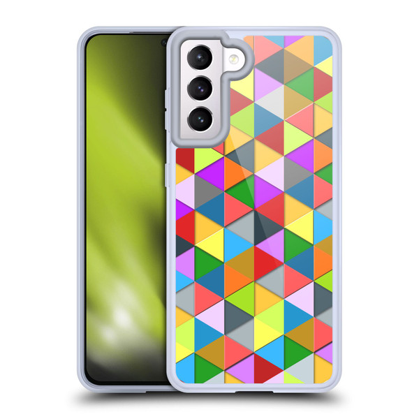 PLdesign Geometric Colourful Triangle Soft Gel Case for Samsung Galaxy S21 5G & MagSafe