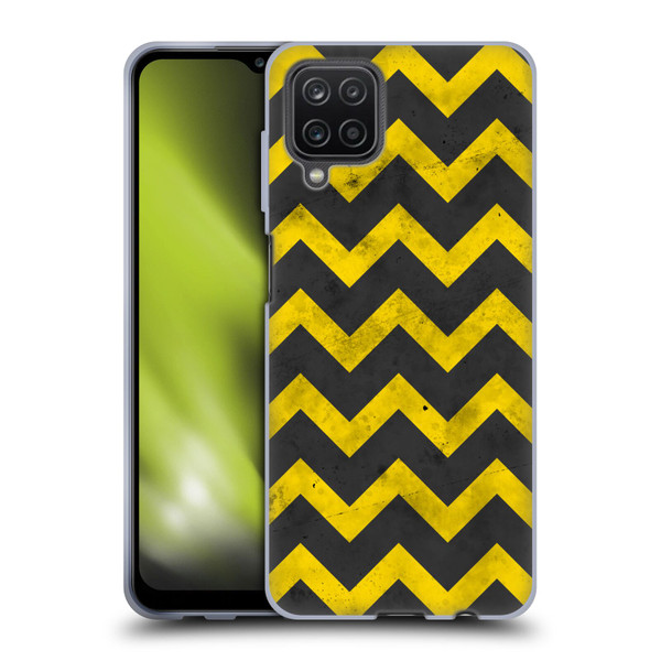 PLdesign Geometric Patterns Yellow Gray Vintage Soft Gel Case for Samsung Galaxy A12 (2020)