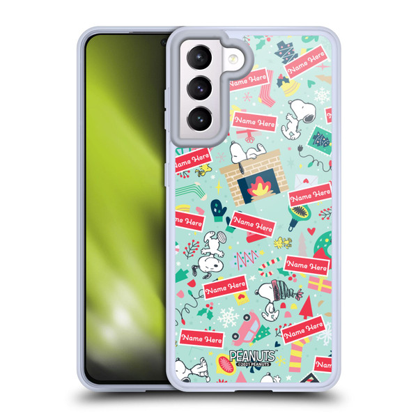 Custom Customised Personalised Peanuts Christmas Festive Pattern Soft Gel Case for Samsung Galaxy S21 5G & MagSafe