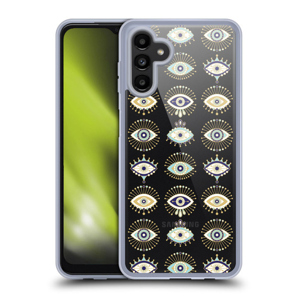 Cat Coquillette Linear White Evil Eyes Pattern Soft Gel Case for Samsung Galaxy A13 5G (2021)