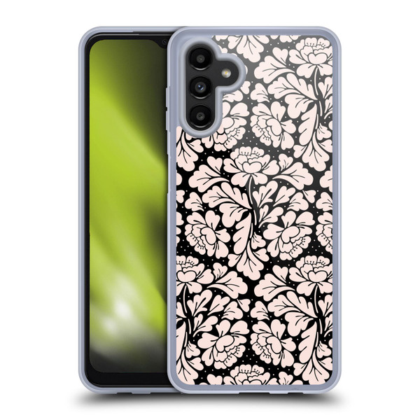 Anis Illustration Flower Pattern 2 Black 1 Soft Gel Case for Samsung Galaxy A13 5G (2021)