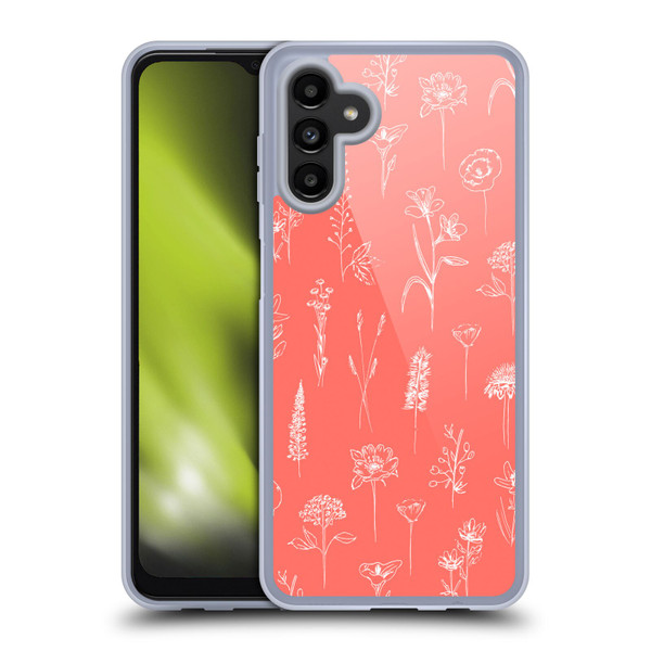Anis Illustration Flower Pattern 2 Coral Soft Gel Case for Samsung Galaxy A13 5G (2021)
