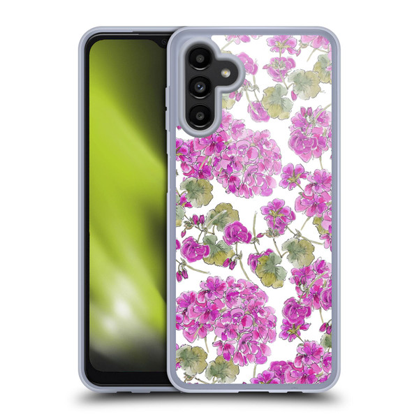 Anis Illustration Flower Pattern 2 Purple Soft Gel Case for Samsung Galaxy A13 5G (2021)