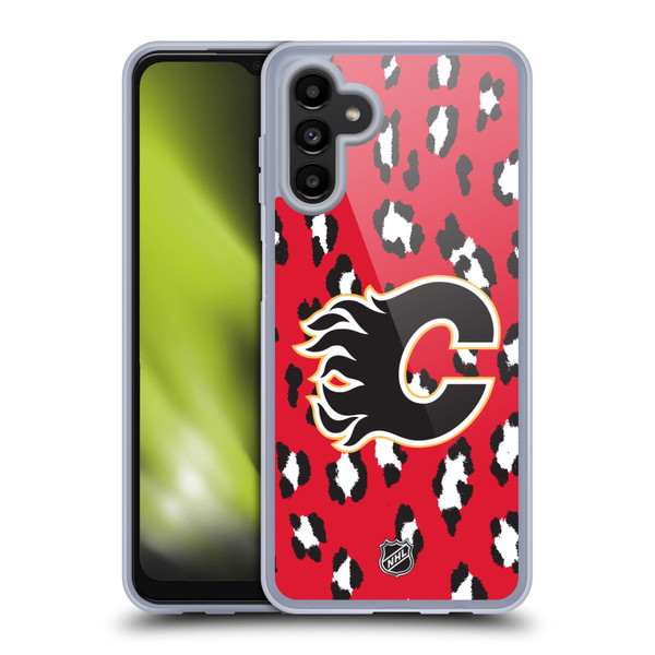 NHL Calgary Flames Leopard Pattern Soft Gel Case for Samsung Galaxy A13 5G (2021)