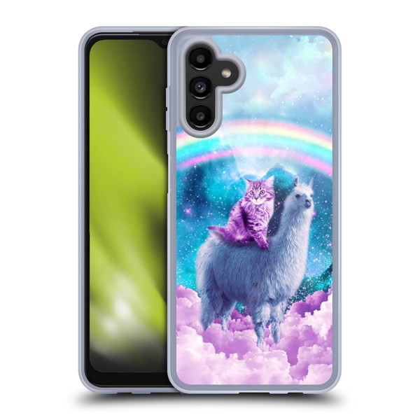 Random Galaxy Space Llama Cloudy Cat In Rainbow Soft Gel Case for Samsung Galaxy A13 5G (2021)