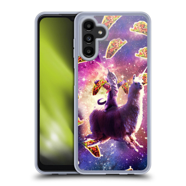 Random Galaxy Space Llama Warrior Cat & Tacos Soft Gel Case for Samsung Galaxy A13 5G (2021)