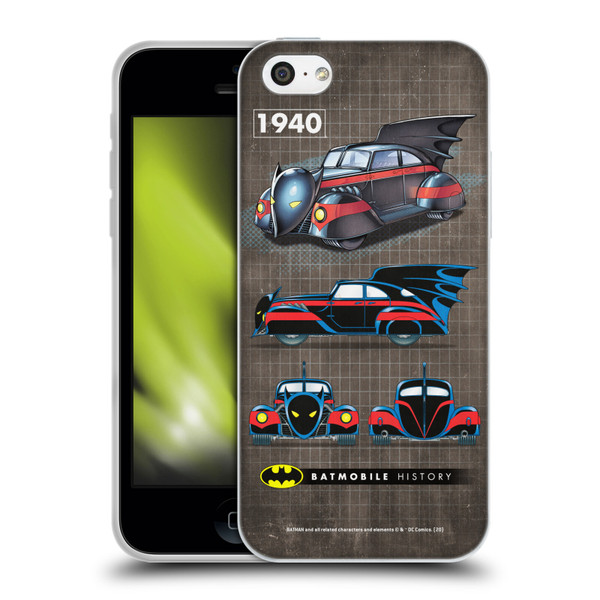 Batman DC Comics Batmobile History 1940 Comics Soft Gel Case for Apple iPhone 5c