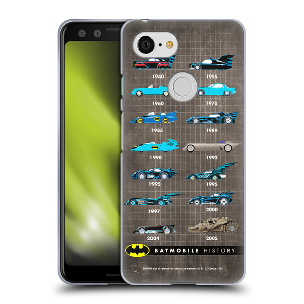 Batman DC Comics Batmobile History Evolution Soft Gel Case for Google Pixel 3