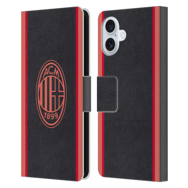 AC Milan 2026/27 Crest Kit Third Leather Book Wallet Case Cover For Apple iPhone 16 Plus