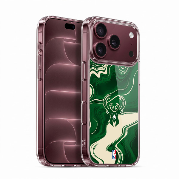 NBA Milwaukee Bucks Marble Agates Soft Gel Case for Apple iPhone 18 Pro