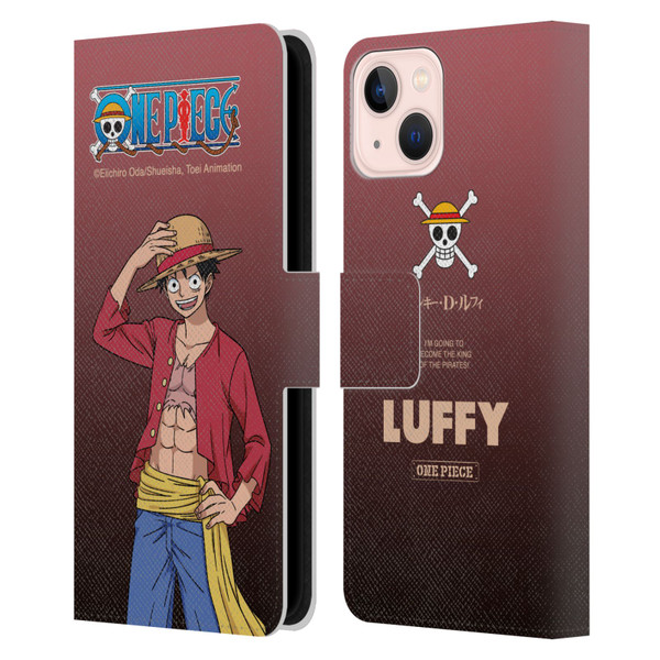 One Piece Graphic Art Monkey D. Luffy Leather Book Wallet Case Cover For Apple iPhone 13