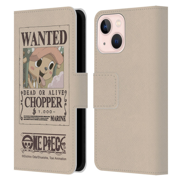 One Piece Wanted Poster Chopper Leather Book Wallet Case Cover For Apple iPhone 13 Mini