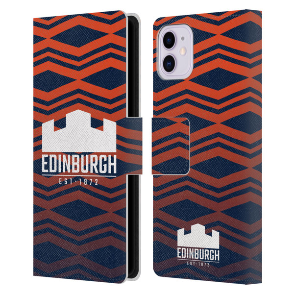 Edinburgh Rugby Graphics Pattern Gradient Leather Book Wallet Case Cover For Apple iPhone 11