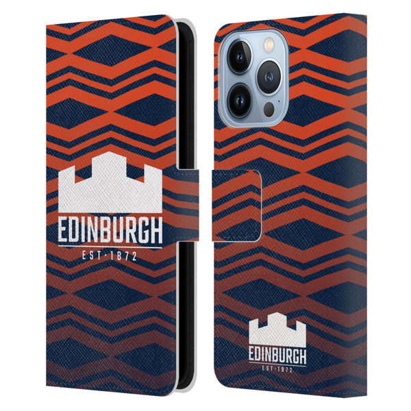 Edinburgh Rugby Graphics Pattern Gradient Leather Book Wallet Case Cover For Apple iPhone 13 Pro