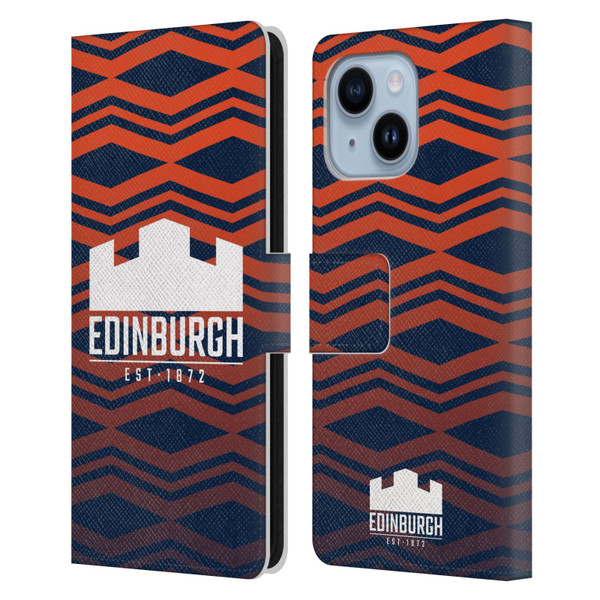 Edinburgh Rugby Graphics Pattern Gradient Leather Book Wallet Case Cover For Apple iPhone 14 Plus