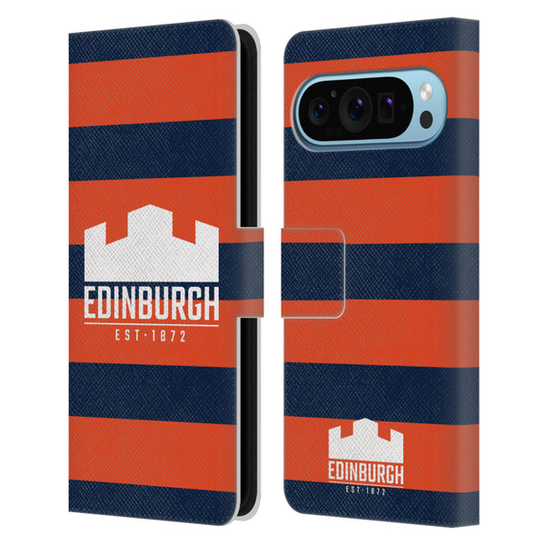 Edinburgh Rugby Graphics Stripes Leather Book Wallet Case Cover For Google Pixel 9 / Pixel 9 Pro