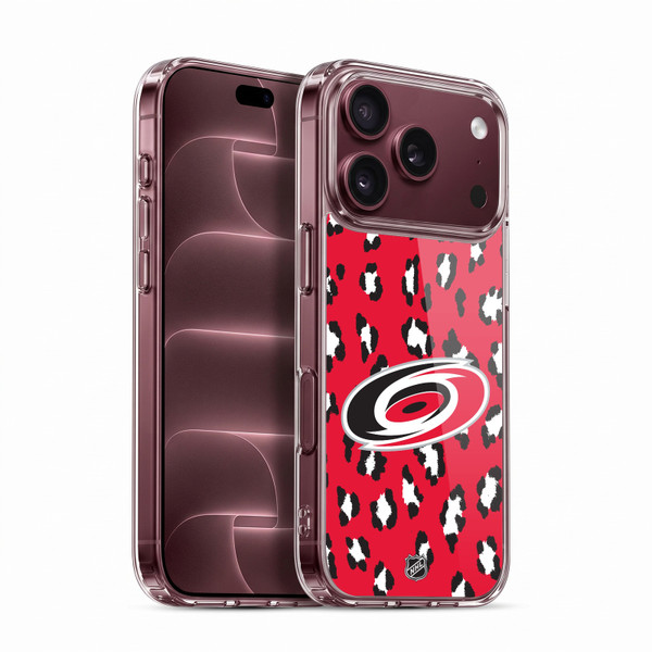 NHL Carolina Hurricanes Leopard Pattern Soft Gel Case for Apple iPhone 18 Pro
