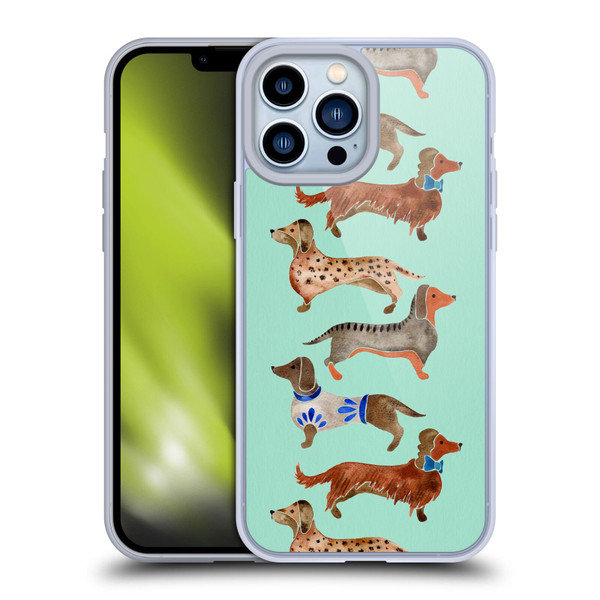 Cat Coquillette Animals Blue Dachshunds Soft Gel Case for Apple iPhone 13 Pro Max