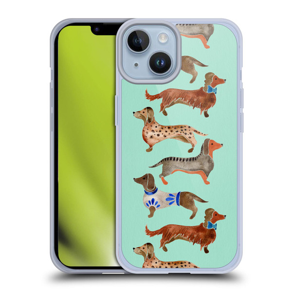 Cat Coquillette Animals Blue Dachshunds Soft Gel Case for Apple iPhone 14