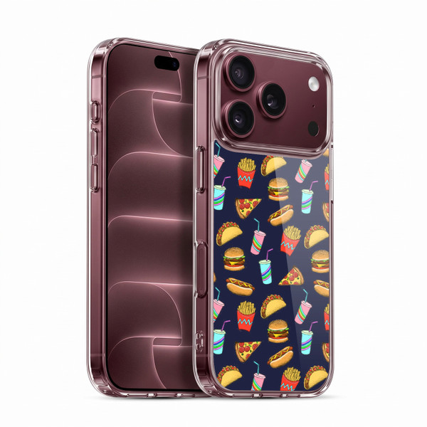 Micklyn Le Feuvre Patterns 2 Fast Food On Navy Soft Gel Case for Apple iPhone 18 Pro