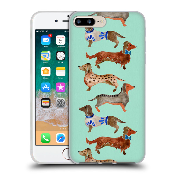 Cat Coquillette Animals Blue Dachshunds Soft Gel Case for Apple iPhone 7 Plus / iPhone 8 Plus