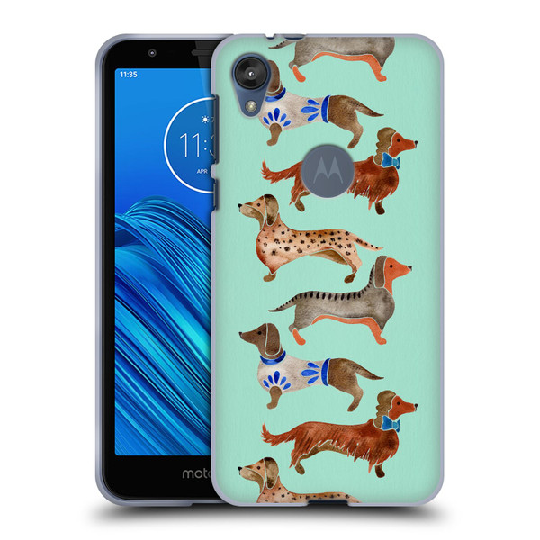 Cat Coquillette Animals Blue Dachshunds Soft Gel Case for Motorola Moto E6