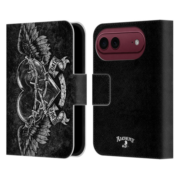 Alchemy Gothic Wing Black Romance Leather Book Wallet Case Cover For Apple iPhone Duo