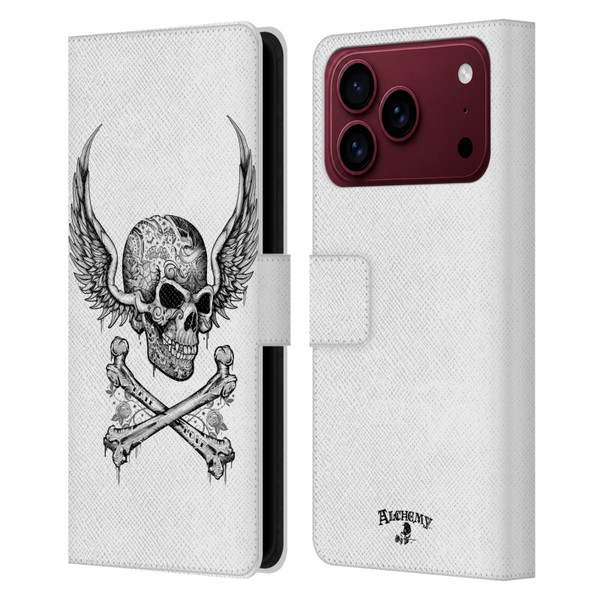 Alchemy Gothic Wing Inked Leather Book Wallet Case Cover For Apple iPhone 18 Pro Max