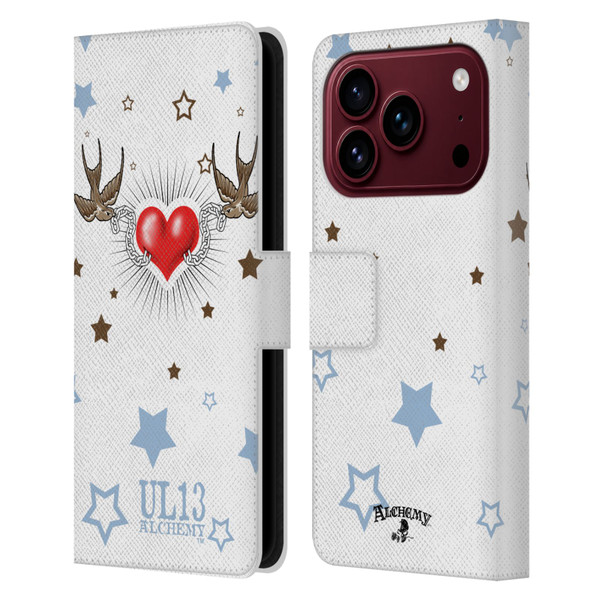 Alchemy Gothic Wing Swallow Heart Leather Book Wallet Case Cover For Apple iPhone 18 Pro