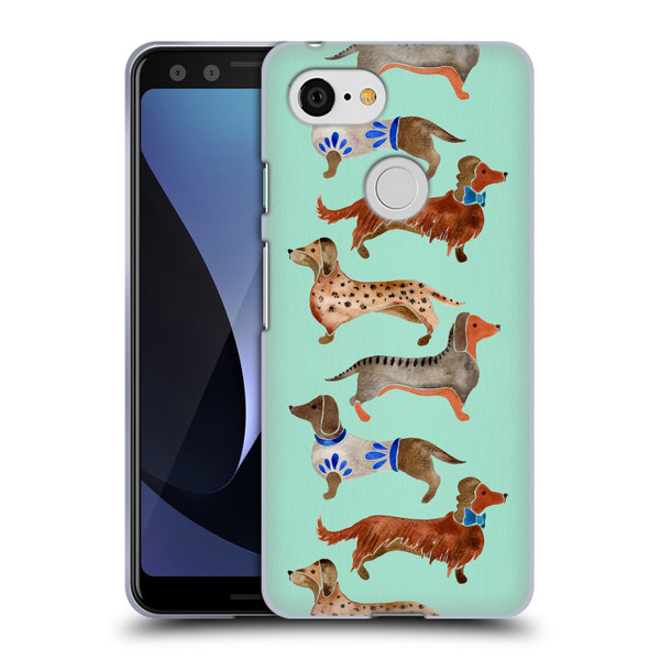 Cat Coquillette Animals Blue Dachshunds Soft Gel Case for Google Pixel 3