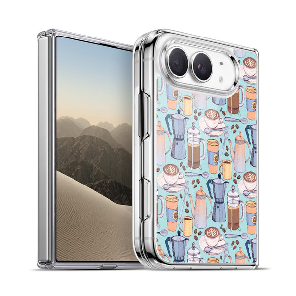 Micklyn Le Feuvre Patterns 2 Coffee Love On Blue Soft Gel Case for Apple iPhone Duo