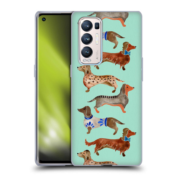 Cat Coquillette Animals Blue Dachshunds Soft Gel Case for OPPO Find X3 Neo / Reno5 Pro+ 5G