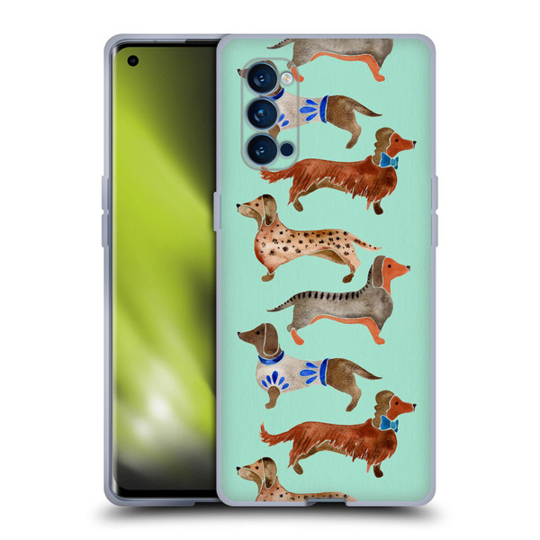 Cat Coquillette Animals Blue Dachshunds Soft Gel Case for OPPO Reno 4 Pro 5G