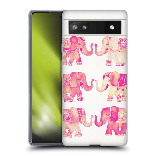 Cat Coquillette Animals 2 Pink Elephants Soft Gel Case for Google Pixel 6a