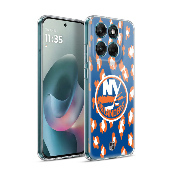 NHL New York Islanders Leopard Pattern Soft Gel Case for Motorola Moto G77