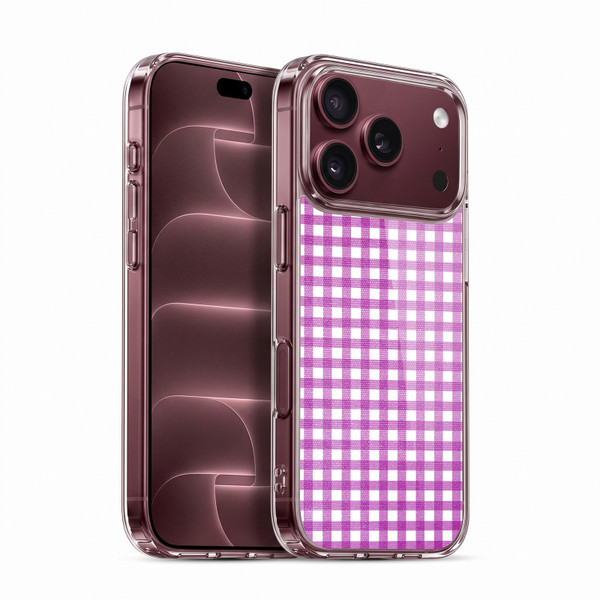Head Case Designs Gingham-Patterns Purple Soft Gel Case for Apple iPhone 18 Pro