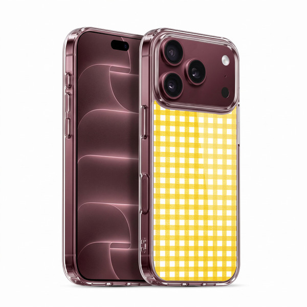 Head Case Designs Gingham-Patterns Yellow Soft Gel Case for Apple iPhone 18 Pro