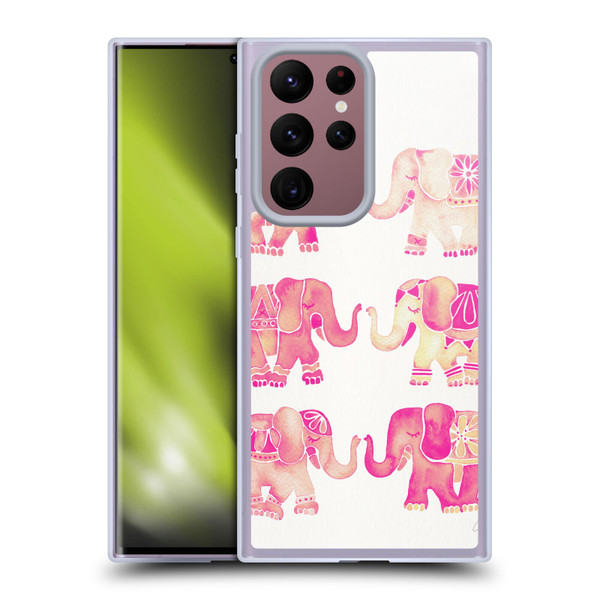 Cat Coquillette Animals 2 Pink Elephants Soft Gel Case for Samsung Galaxy S22 Ultra 5G