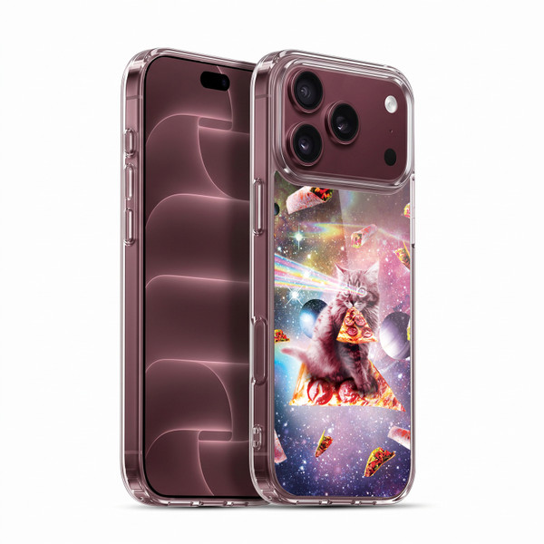 Random Galaxy Space Pizza Ride Outer Space Lazer Cat Soft Gel Case for Apple iPhone 18 Pro Max