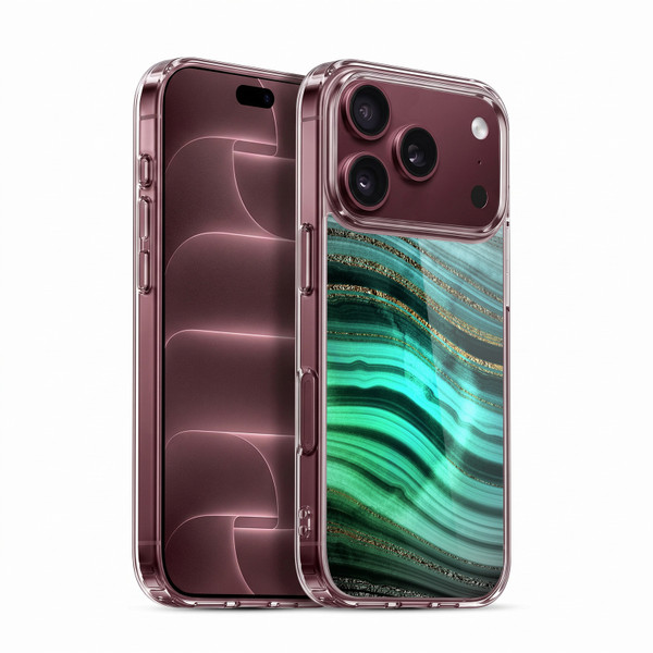 UtArt Malachite Emerald Glitter Gradient Soft Gel Case for Apple iPhone 18 Pro
