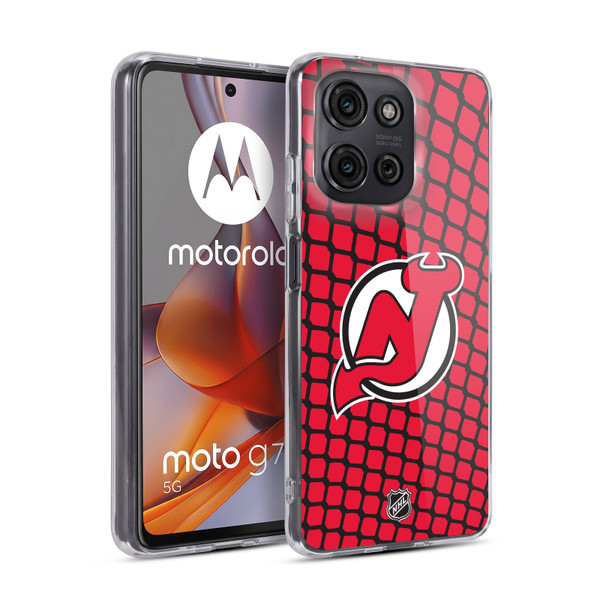 NHL New Jersey Devils Net Pattern Soft Gel Case for Motorola Moto G75